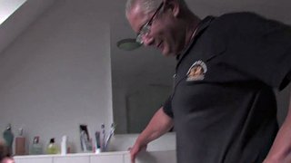Ganzgeil.com fatty german milf fucking in the bathroom