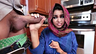 shy girl from the middle east ada sanchez drops to her knees and suck his cock