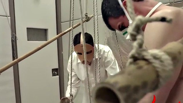 Hardcore blonde babe Riley Reynolds gets double penetrated in bondage