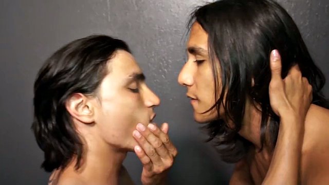 Cute skinny Latino gives hot blowjob and rides his Latino boyfriend's big cock