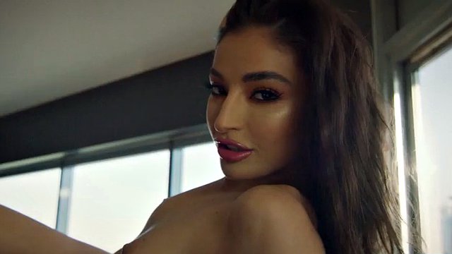 Petite Latina Emily Willis promotes American football by stripping