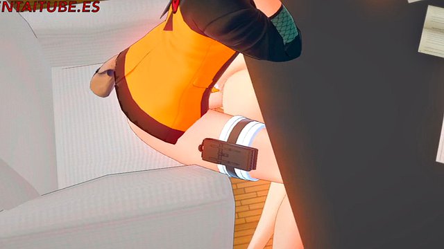 Naruto Hentai 3D - Naruto FUCKS Sakura UNDER THE TABLE WHILE TALKING TO Hinata AND Tsunade - Anime Manga sex porn animation
