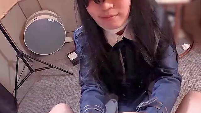 Lycoris Recoil Anime cosplayer blowjob my cock, Takina Inoue asian crossdresser cosplay