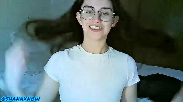 Glasses Brunette Gags on Extreme Deepthroat Face Fuck