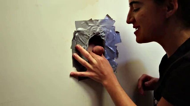 Two Girls Sharing Dicks through the Gloryhole - Vanessa Cliff