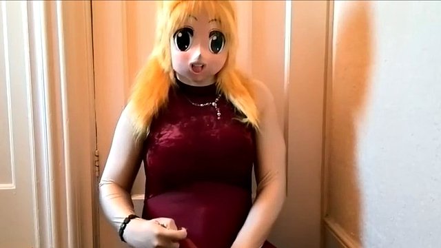Cross dressing gay slut wears his sex doll outfit