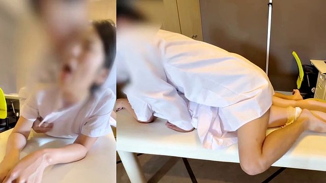 #186 The Nurse's Boyfriend! Essential! Cuckold by Doctor Creampie anal training in the hospital during the day!