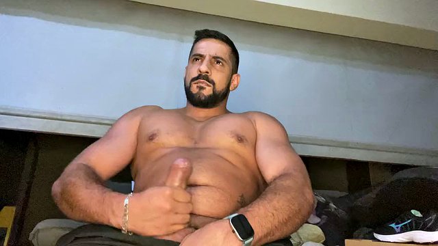 Arab cums twice in a row, touching his cock until he squirts lots of cum