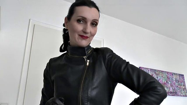 Sniffing Squeaky Leather Gloves, Hand Over Mouth Lady Victoria Valente Jerk off Instructions for Small Cocks