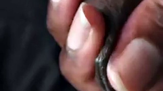 milking precum from a black ebony mushroom cock with veiny close up shots