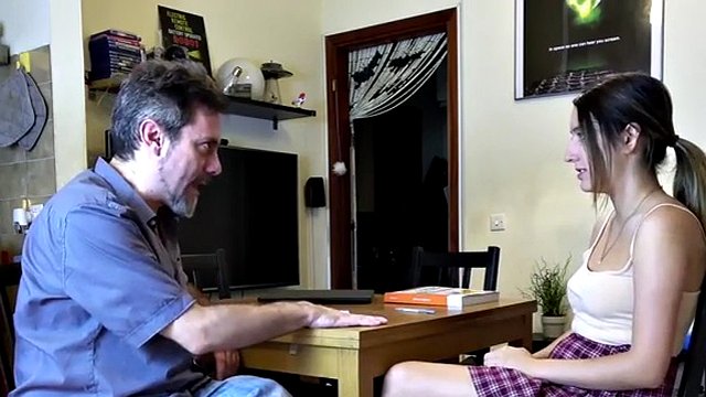 CFNM amateur teen facial jizzed after sucking tutor's cock