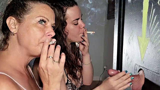 JadeandDamon Gloryhole Smoking Threesome