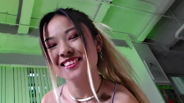 Asian petite 21yo GF gives POV handjob while talking dirty
