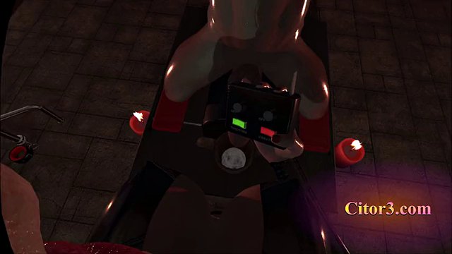Citor3 3D VR Game Recording SFM  Latex big tits mistress milks slave on sybian with lots of precum with POV