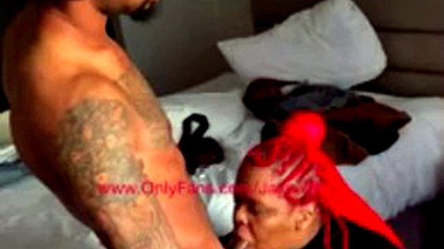 Ebony BBW Trans vs 2 Big Black Cocks