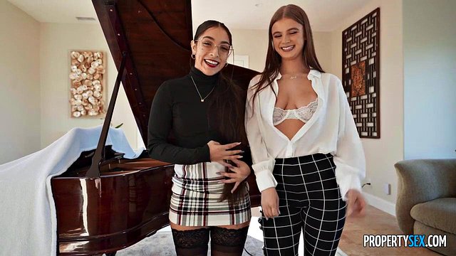 Madison And Skyy Black Lure Client Into Lesbian Double Penetration Threesome