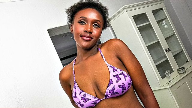 African Casting - Sweet babe in afro bikini wants a hard pounding from BWC