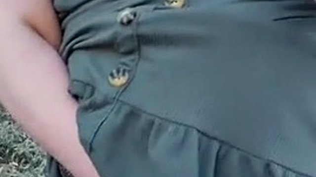 Outdoor bbw plays with fat pink pussy walking down nature trail