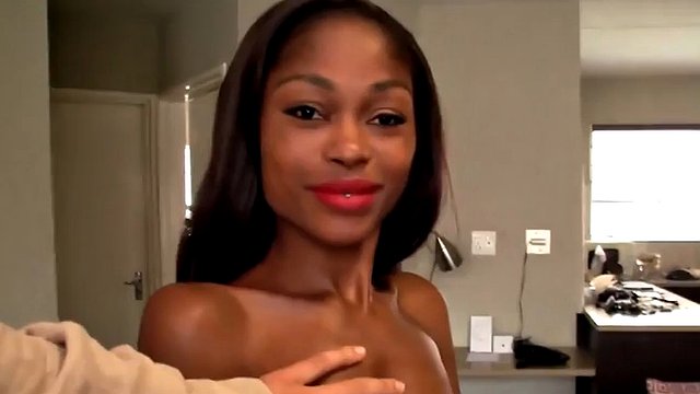 AFRICAN CASTING - Skinny African Model Takes Big White Cock in Fake Casting (Deep Throat, Huge White)