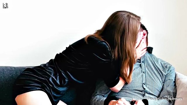 Cum kissing with tied up cuckold husband