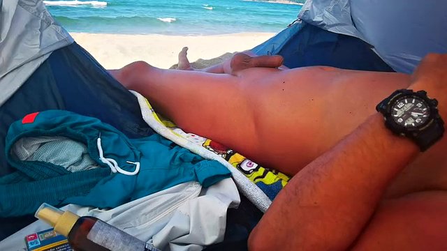 Trying Not To Get Hard Watching Teens On The Nude Beach - Soft Cock Precum Leak