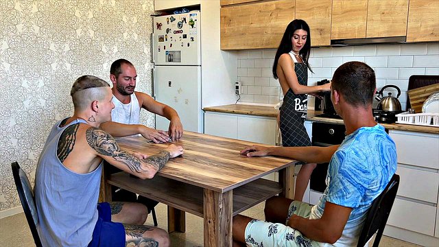 Katty West Welcomes Guests for Bareback Gangbang with Creampie Finishes and Explosive Cumshots