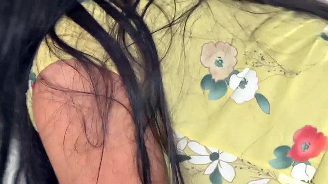 Nasty little brunette milf takes fat cock from behind