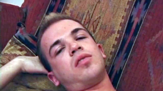 Young Austin Joseph wants to take care of four days of accumulated cum, so he strips down and strokes his hard cock. He jerks it off hard and soon delivers a huge load of cum, all over his chest.