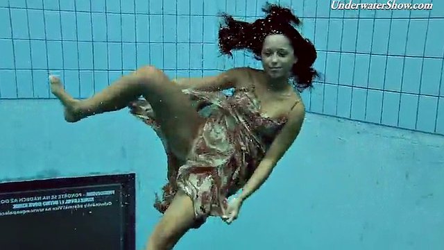 Hot brunette with big tits Krasula Fedorchuk swimming