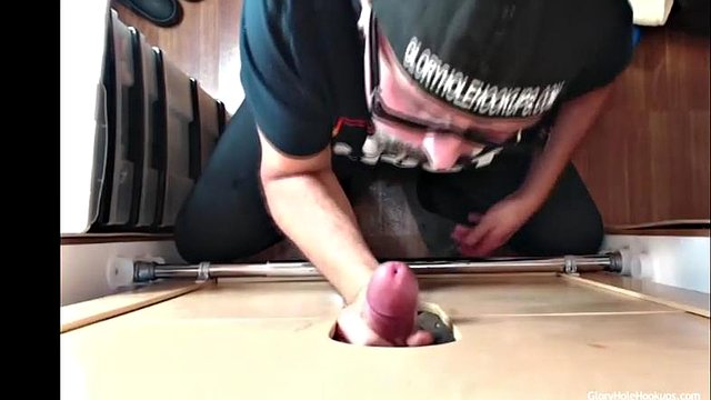 Nut Tugging Gloryhole Blowjob