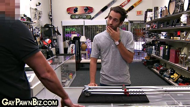 Skinny stud fucked by pawn shop owner in amateur POV