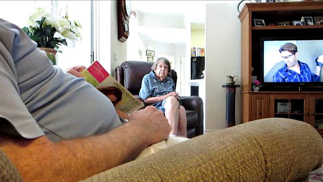 Horny old guy masturbates and cums while granny hours