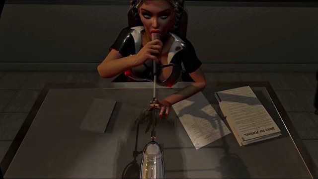 Citor3 3D VR Game Blonde Nurse in Latex Sucks Cum Through Urethra Probe