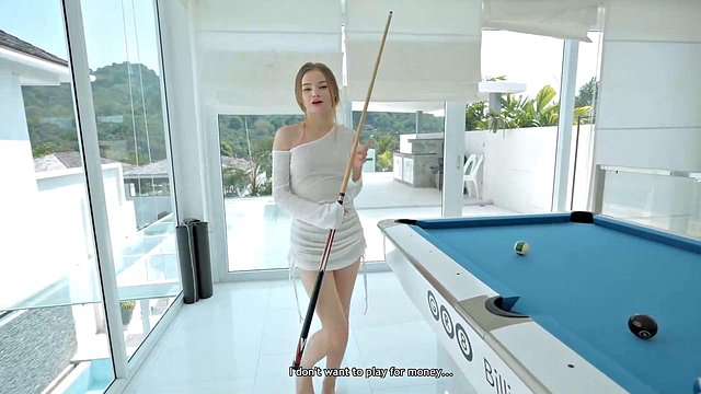 Pretty Redhead Busty Teen Cheats On A Pool Table - Diana Rider