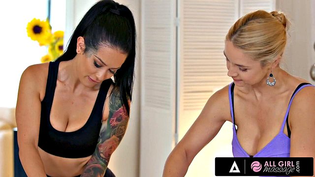 Katrina Jade Repairs Sexual Trauma with Slippery Oil Massage and Cunnilingus in Steamy Threes