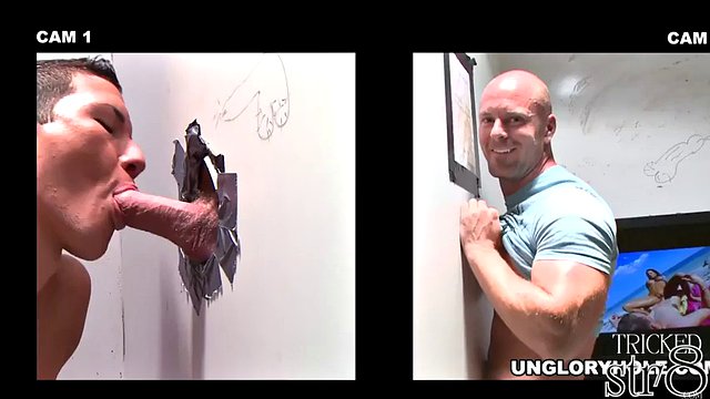 Tricked amateur str8 jock gets gloryhole gay BJ by twink