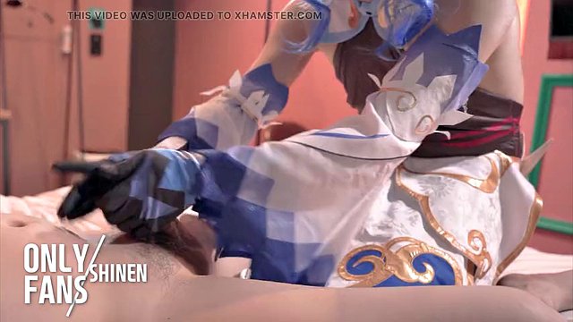 Genshin Impact, il cosplayer di Ganyu viene scopato, cosplay di travestiti anime hentai giapponesi 6