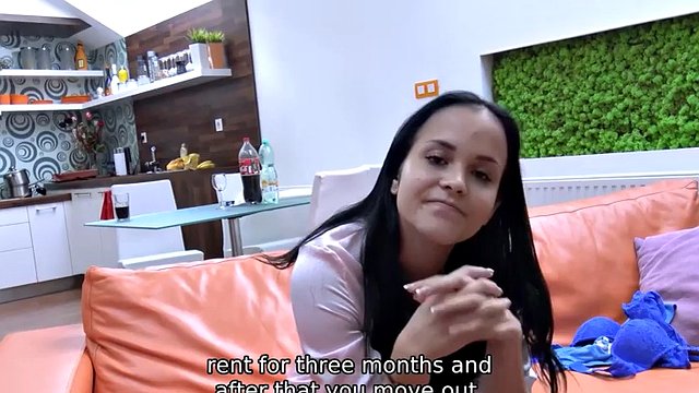 DEBT4k. Angry man tears brunettes clothes off and penetrates vagina