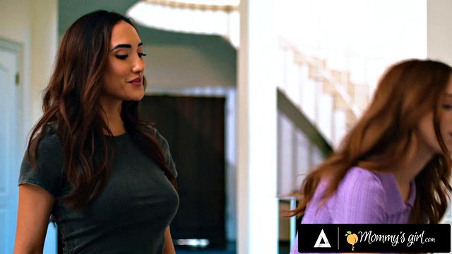 MOMMY'S GIRL - Petite Redhead Myra Moans Reveals Naughty Busty MILF Neighbor Chloe Amour