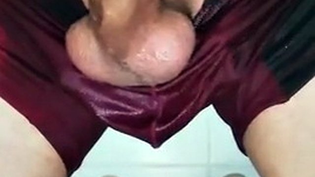 Desperate pissing in underwear plus intense cumshot wet close-up