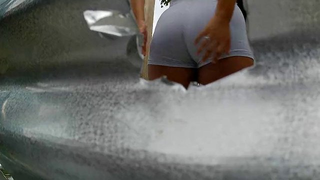 Kamera Plaj Giyinme Odasında Seksi Latina Kaydediyor (BÜYÜK KALÇA)