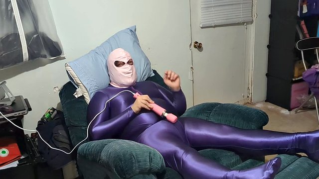 AMORESY shiny bodysuit, diaper and vibrator for breath play