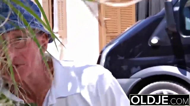 Old Man Catches Young Girlfriend Sucking His Cock Then Double Penetrates Her