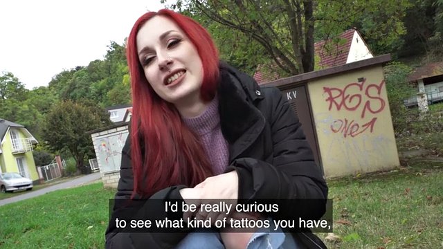 Picked up redhead babe fucked in doggystyle for cash
