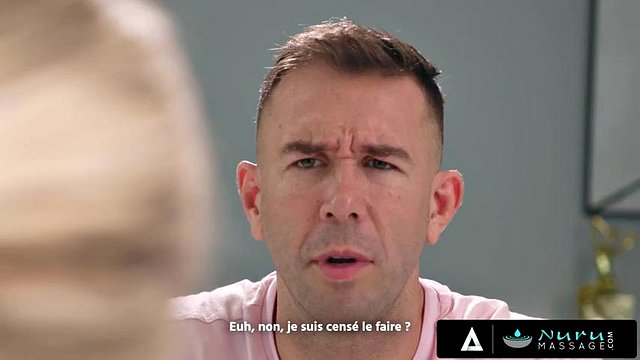 NURU MASSAGE - Sexy Babes Relieves Her Client's Stress With A Hot NURU FRENCH SUBTITLES