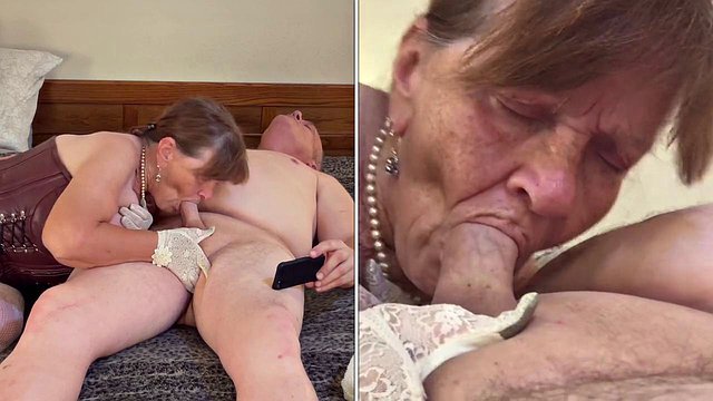 할머니 노마 진(Granny Norma Jean): 오래된 헐리우드 색녀가 흰 장갑을 끼고 자지를 빨아먹는다