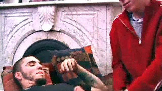Rock and Roar start fondling each other with a porn video and soon they're sucking each other's cock. Roar turns on his back, and Rock fucks him until he gets the stuff out of him. Roar looks like he might even be in some pain.