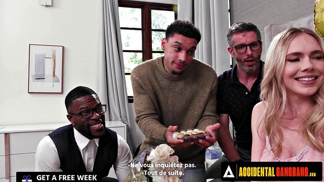 ACCIDENTAL GANGBANG - 5 Males Cheer Up Their Sexy Friend By Gangbanging Her SPANISH SUBTITLES - Rebel Rhyder