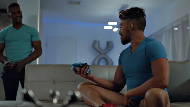 Muscular black stud bareback fucks his cock sucking white boyfriend