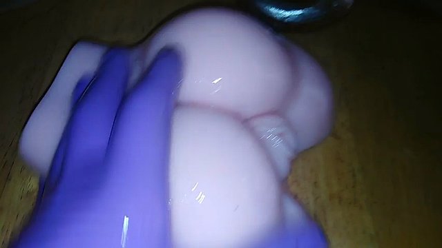 ALL MY MOTHERS LOVE #A - DOLLSEX PURPLE LATEX GLOVES FISTFUCKING